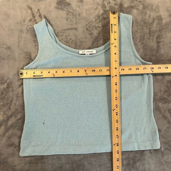 St. John Santana Knit Shell Top Blue Sleeveless Sweater Tank S Small READ - Picture 10 of 10